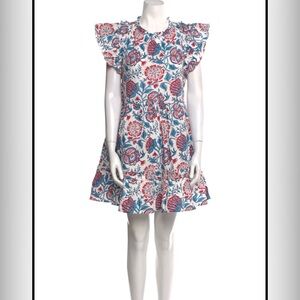 Caroline Constas women’s Dress - White with Blue and Red Floral